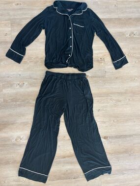 Victoria's Secret Black Pajama Set with White Piping